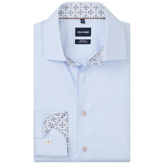 Olymp slim fit pied-de-poule overhemd - blauw