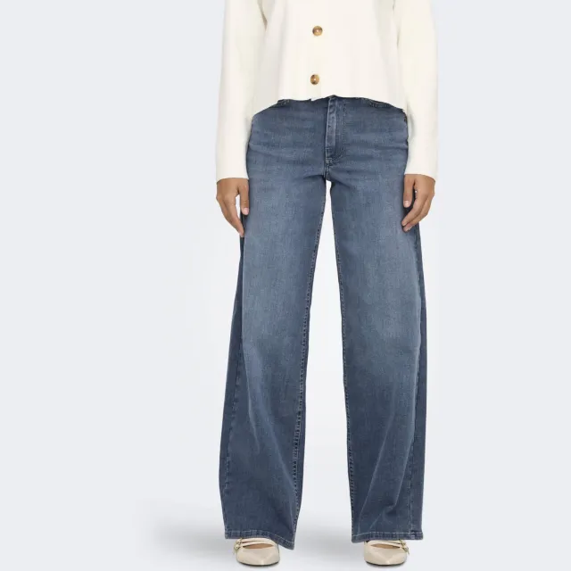 Only high waist wide leg jeans medium blue denim, foto 5