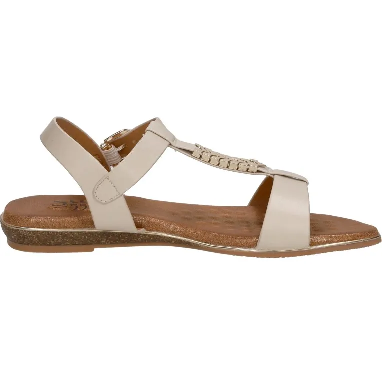 Sub55 platte sandalen beige