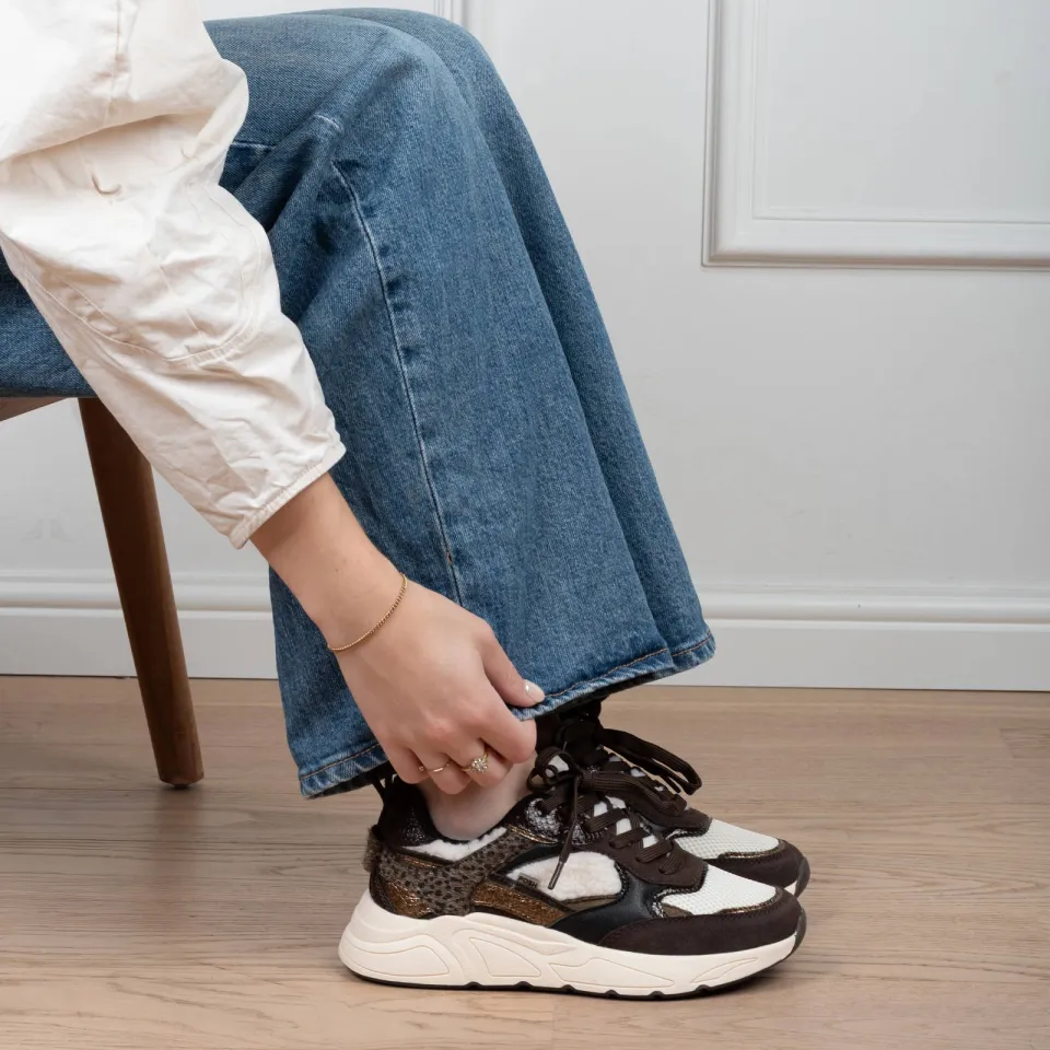 POSH by Poelman Caro chunky suèdelook sneakers - bruin, foto 6