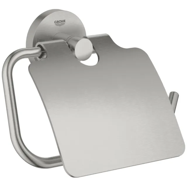 Grohe Essentials toiletrolhouder met deksel supersteel RVS Look