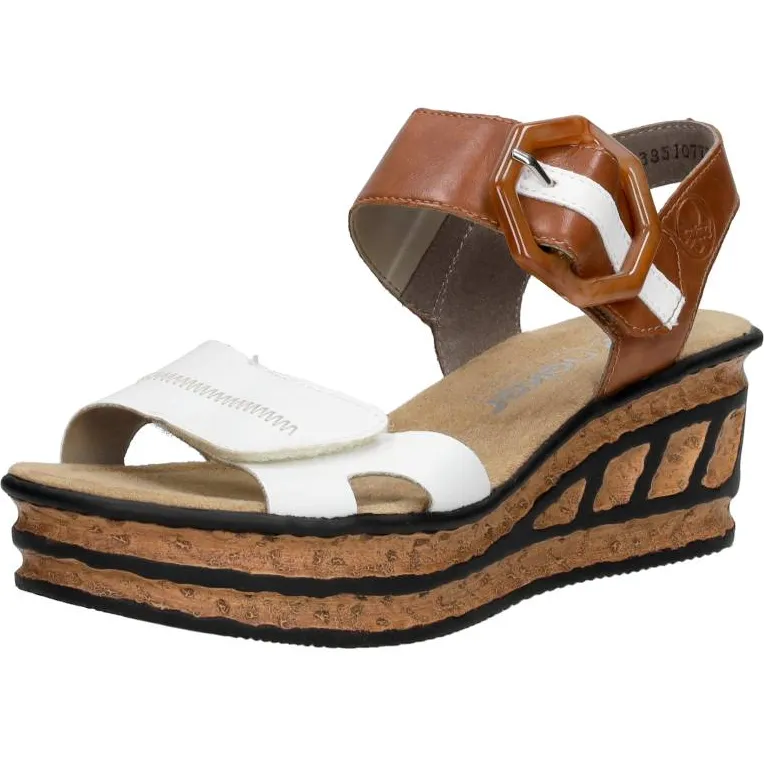 Rieker sandalen met sleehak wit, foto 3