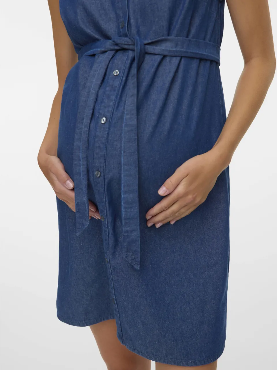 Mamalicious zwangerschapsblousejurk medium blue denim, foto 4