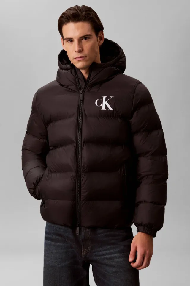 Calvin Klein JEANS pufferjas met logo - zwart