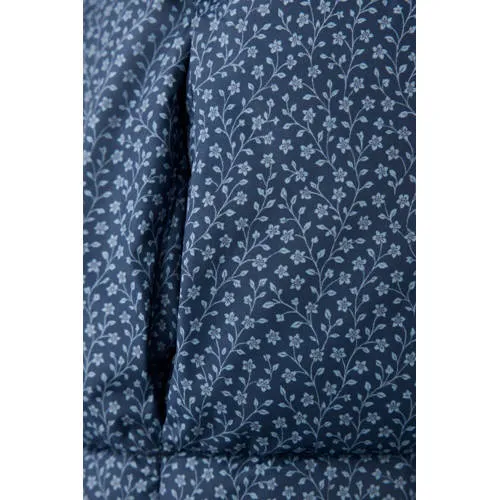 Mango gebloemde gewatteerde winterjas donkerblauw donkerblauw/ecru, foto 4