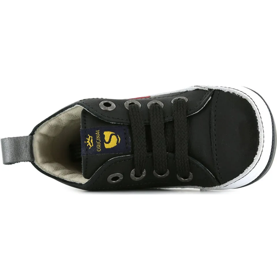 Shoesme BP21W028-D leren babyschoenen zwart/rood, foto 3