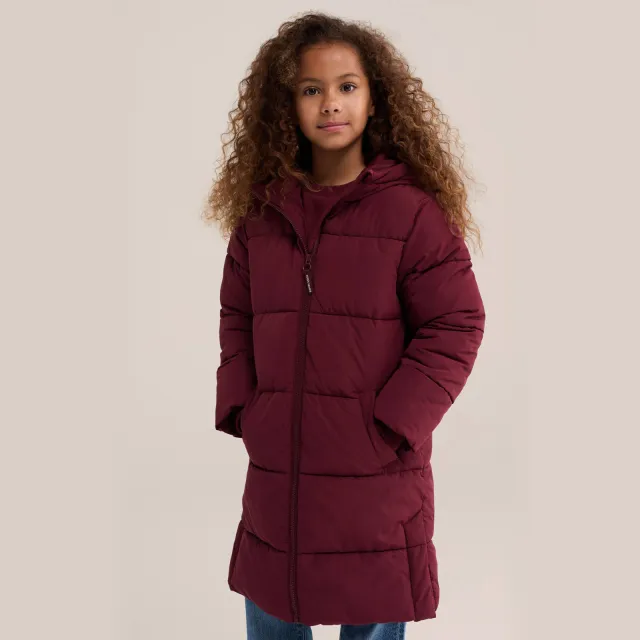 WE Fashion quilted winterjas donkerrood