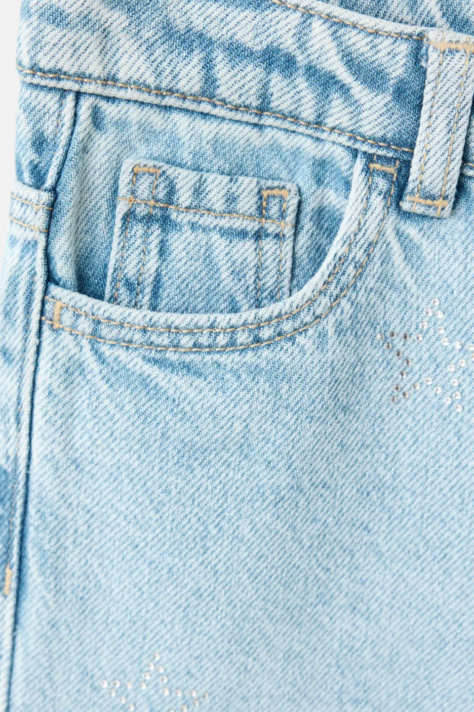 Mango Kids regular waist straight leg jeans met strass-steentjes - lichtblauw, foto 5