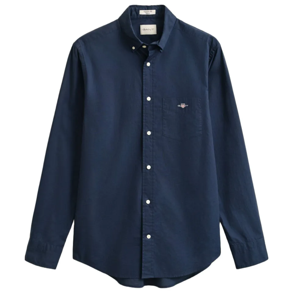Gant regular fit poplin overhemd donkerblauw marine, foto 2