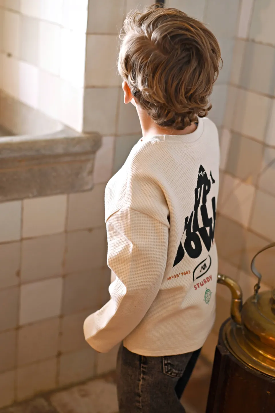 Sturdy oversized longsleeve Mountain top offwhite, foto 7