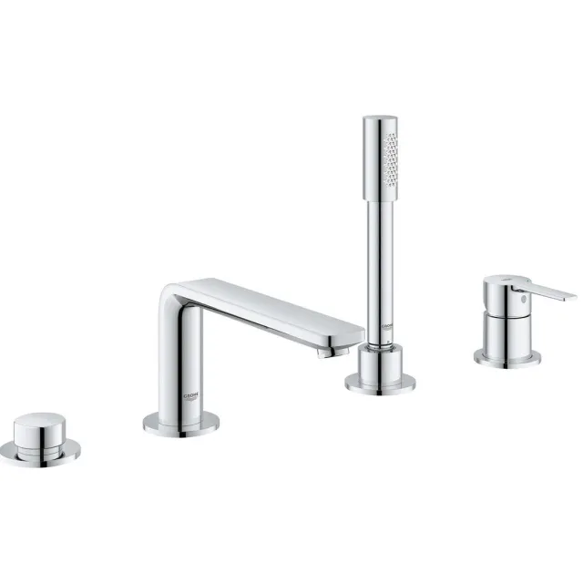 Grohe Badrandcombinatie Met Baduitloop GROHE Lineare New 4-gats Afbouwdeel Chroom