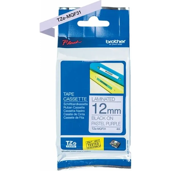 Brother TZe-MQF31 Tape Zwart op pastel paars