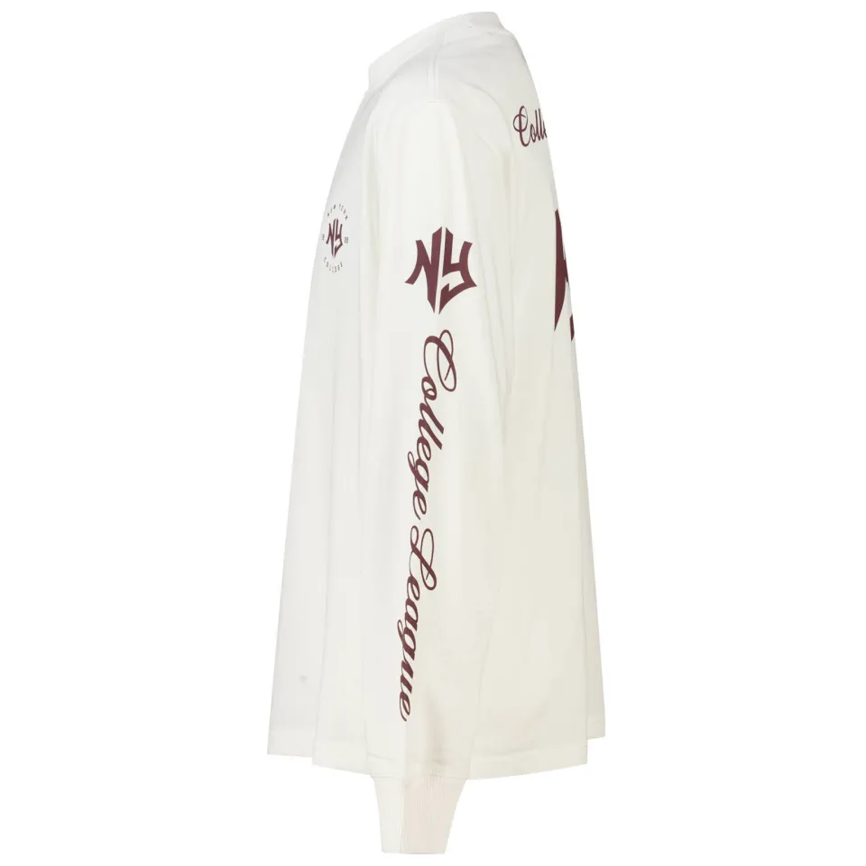 America Today longsleeve met backprint - wit/donkerrood, foto 3
