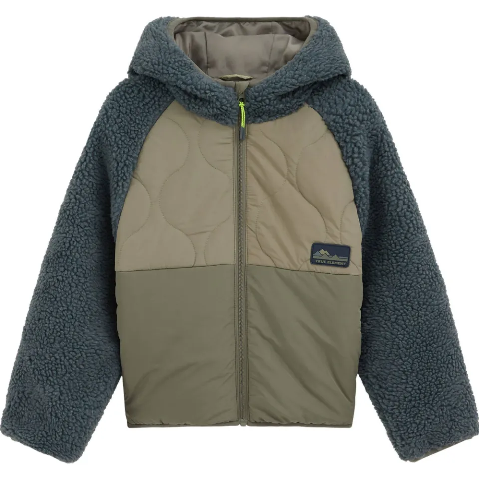 WE Fashion teddy winterjas grijs/kaki, foto 2