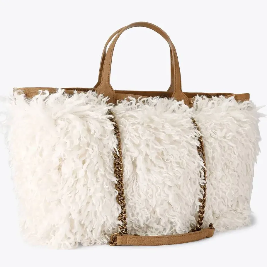 Kurt Geiger shopper Hoxton van imitatiebont ecru, foto 2