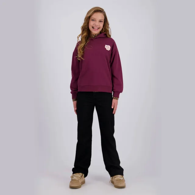 Raizzed boxy hoodie met backprint - donkerrood