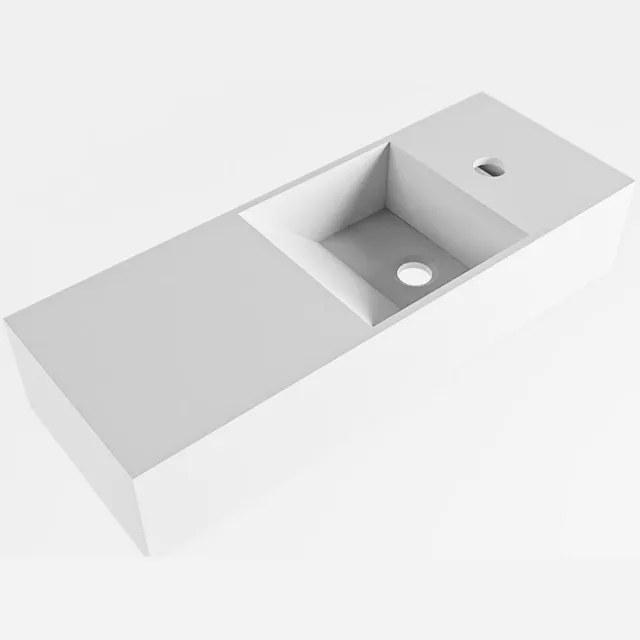 Mondiaz Fontein Mondiaz Tyne 60 cm Solid Surface Positie Recht 1 Kraangat Talc