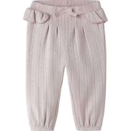 GUPPY BABY katoenen babybroek met ruches lichtroze