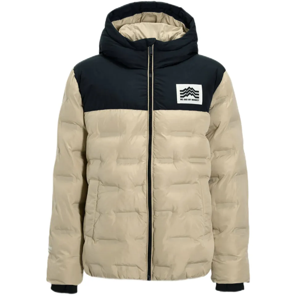 Me & My Monkey colourblock heatseal pufferjas beige, foto 3