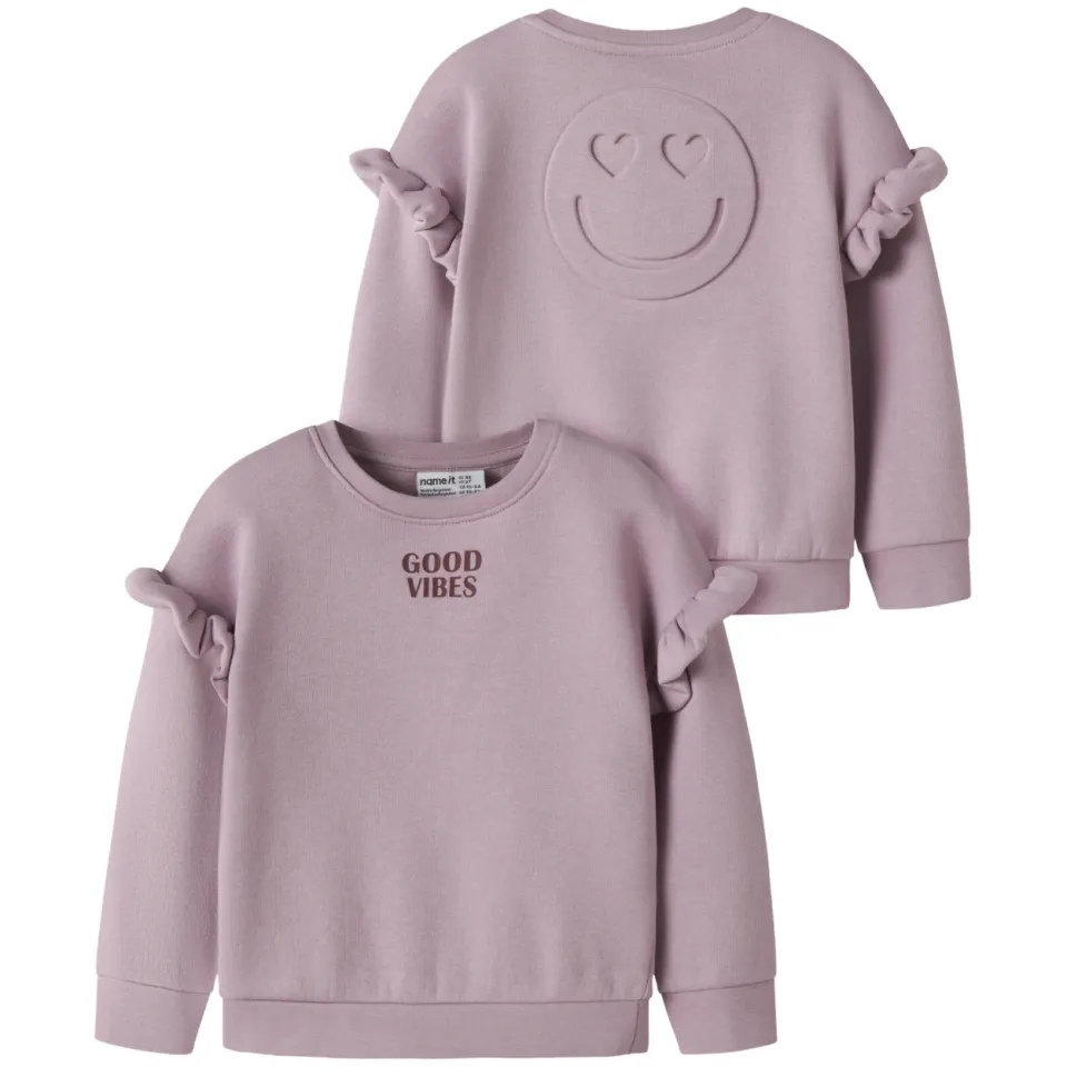 NAME IT MINI sweater met ruches en tekst - paars, foto 3