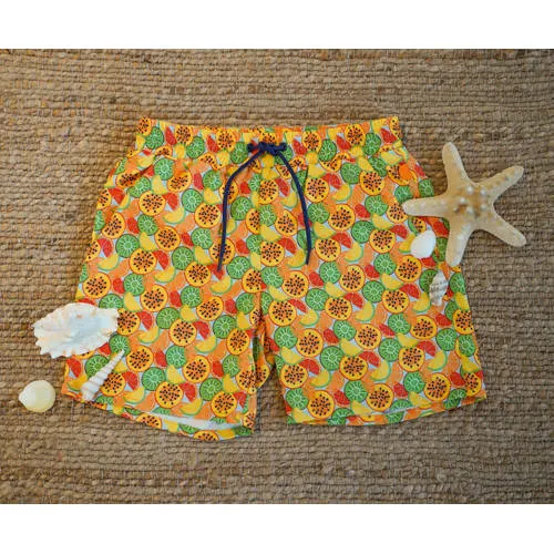 Just Beach zwemshort Poolday geel/groen/oranje Jongens Polyester All over print-116, foto 2