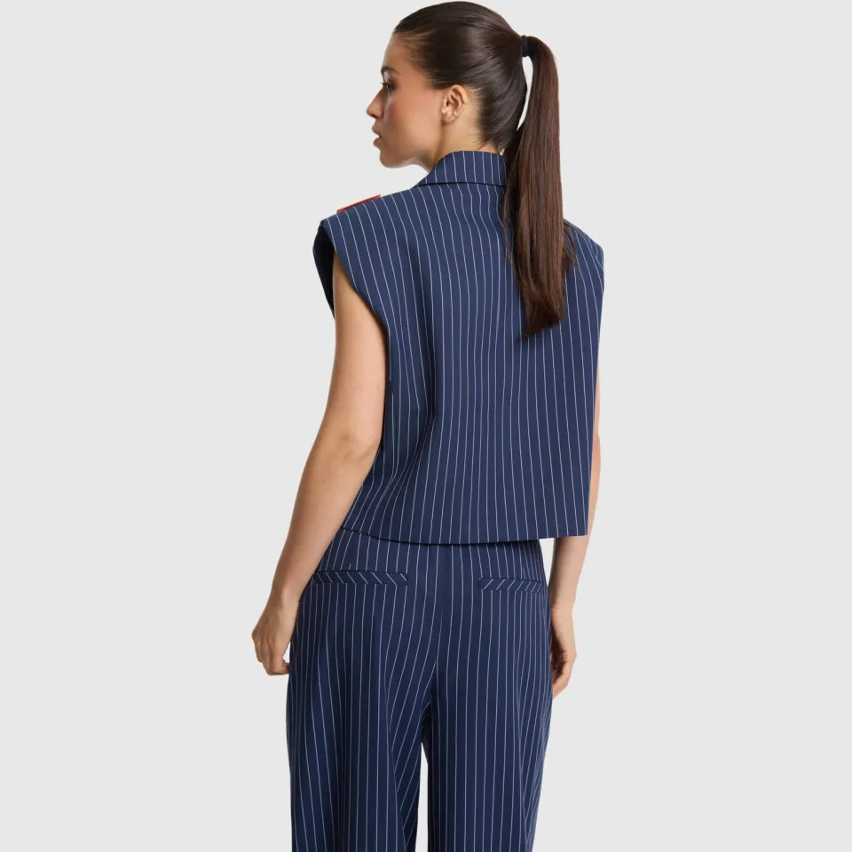 Alix The Label gilet met krijtstreep - donkerblauw, foto 3