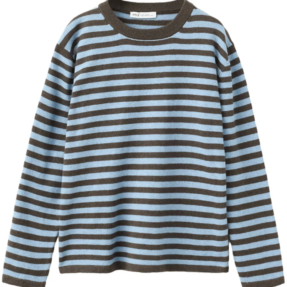 Mango Kids gestreepte longsleeve donkerbruin donkerbruin/lichtblauw, foto 2