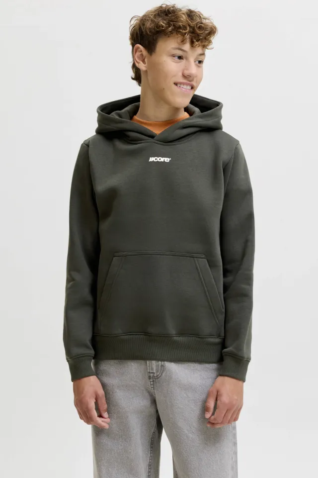 Jack & Jones JUNIOR hoodie met backprint - bruin Bruingroen