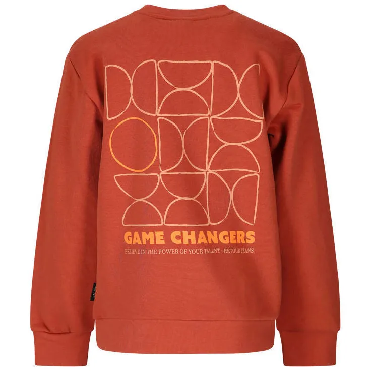 Retour Jeans sweater met backprint - oranjerood, foto 3