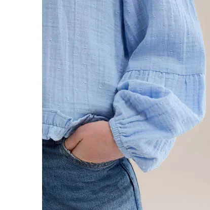 WE Fashion blouse met ruches lichtblauw, foto 6