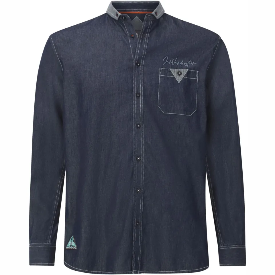 Jan Vanderstorm +FIT Collectie denim loose casual overhemd blauw, foto 2