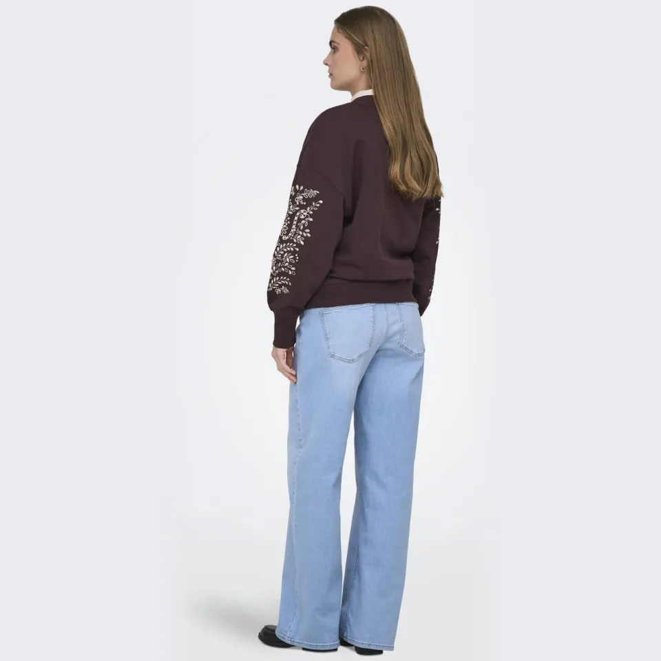 Only MATERNITY zwangerschaps gebloemde sweater donkerbruin, foto 7