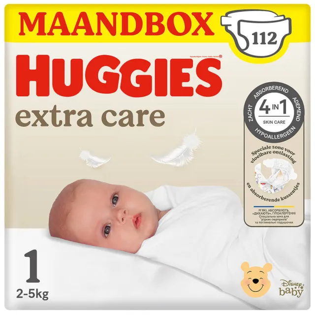 Huggies Extra Care luiers - maat 1 (2 - 5 kg) - 112 stuks
