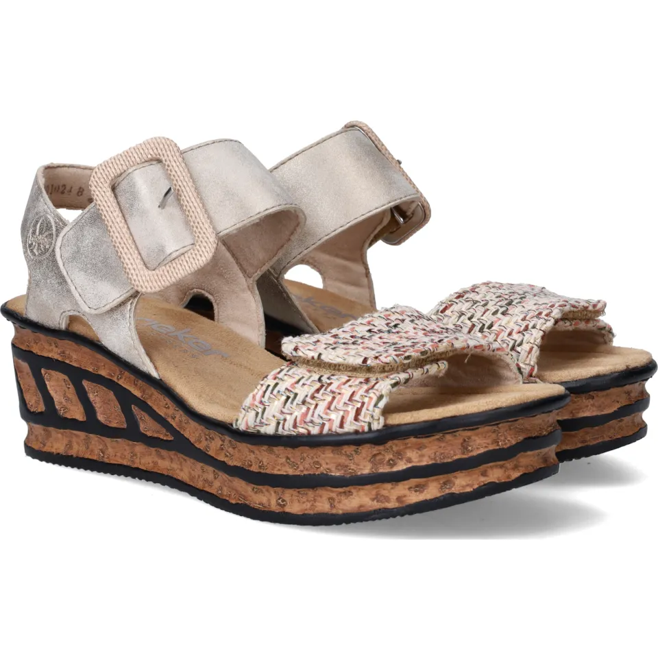 Rieker 68172-60 sleehak sandalen beige, foto 4