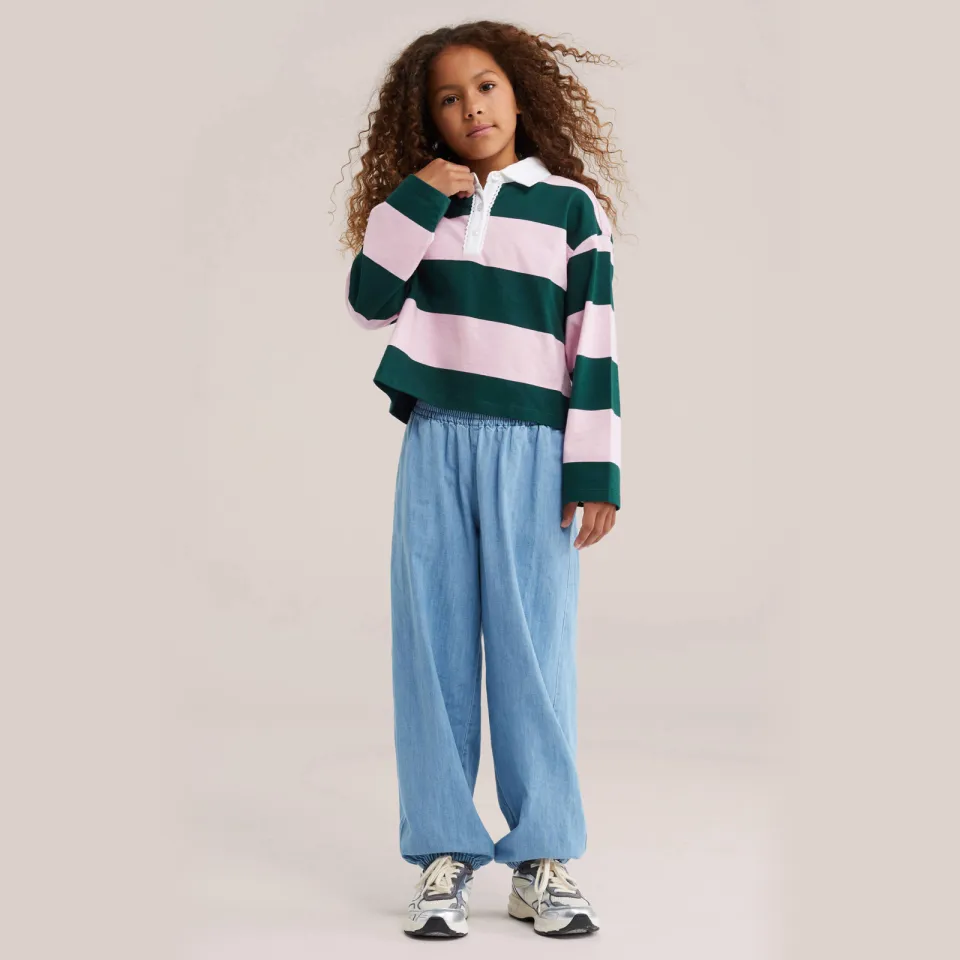 WE Fashion gestreepte polo - lichtroze/donkergroen