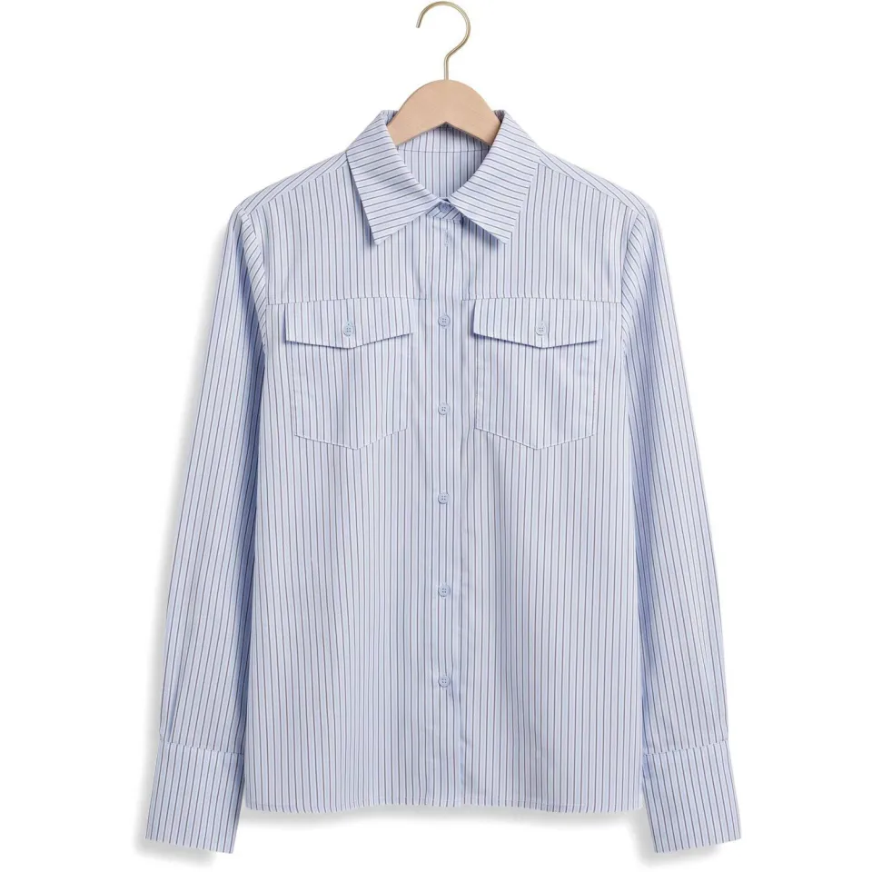 Notre-V Nv-irma blouse lichtblauw gestreept, foto 2