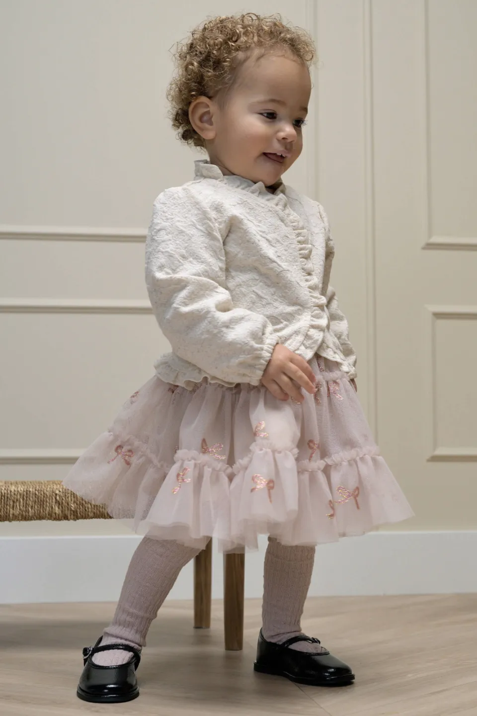 Le Chic tule rok met glitters en strikjesprint zand