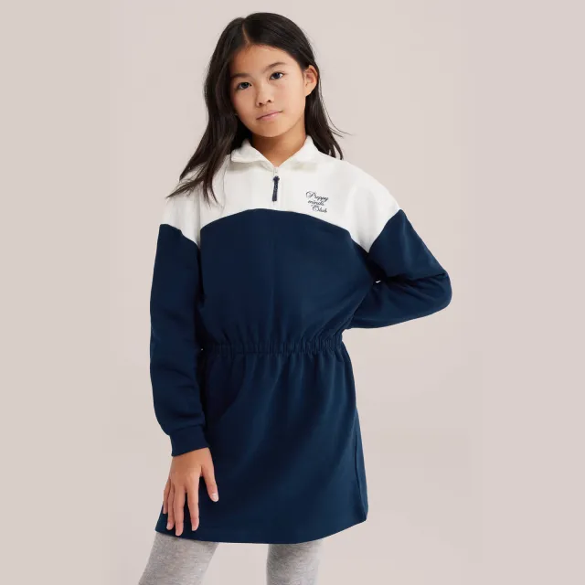 WE Fashion sweatjurk donkerblauw Donkerblauw/wit