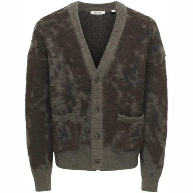 Only & Sons gebreid gemêleerd vest met wol - donkerbruin Beluga