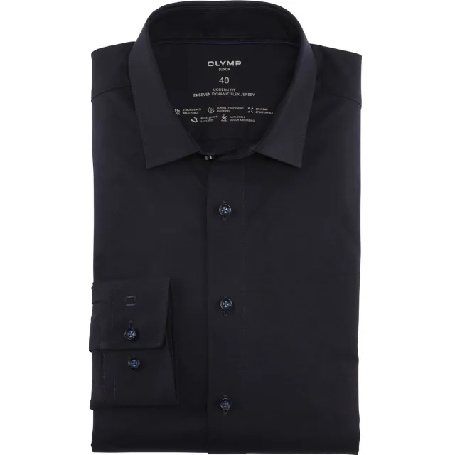 Olymp jersey overhemd 24/7 - Luxor modern fit donkerblauw marine, foto 2