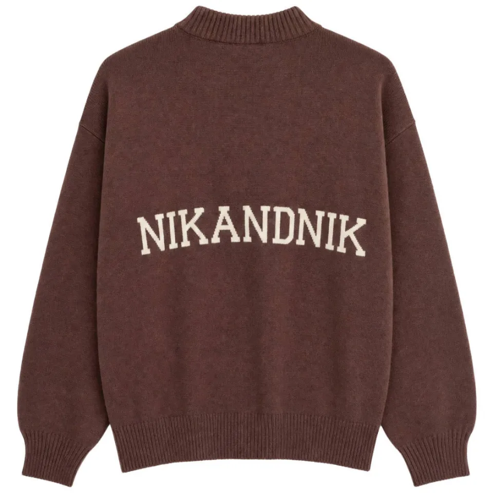 NIK&NIK gebreide sweater met backprint - donkerbruin, foto 3