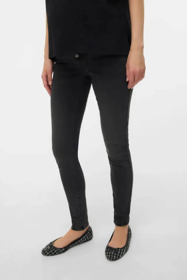Mamalicious high waist zwangerschaps slim fit jeans grey denim, foto 2