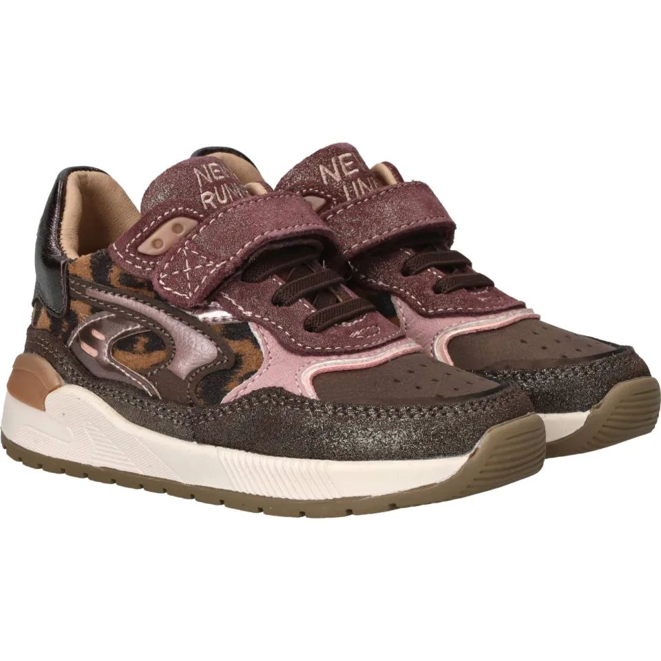 Shoesme suède sneakers met panterprint donkerbruin donkerbruin/donkerpaars, foto 6