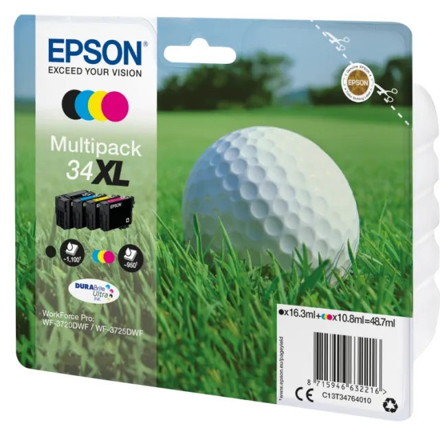 Epson 34XL inktcartridges multipack 4 kleuren zwart