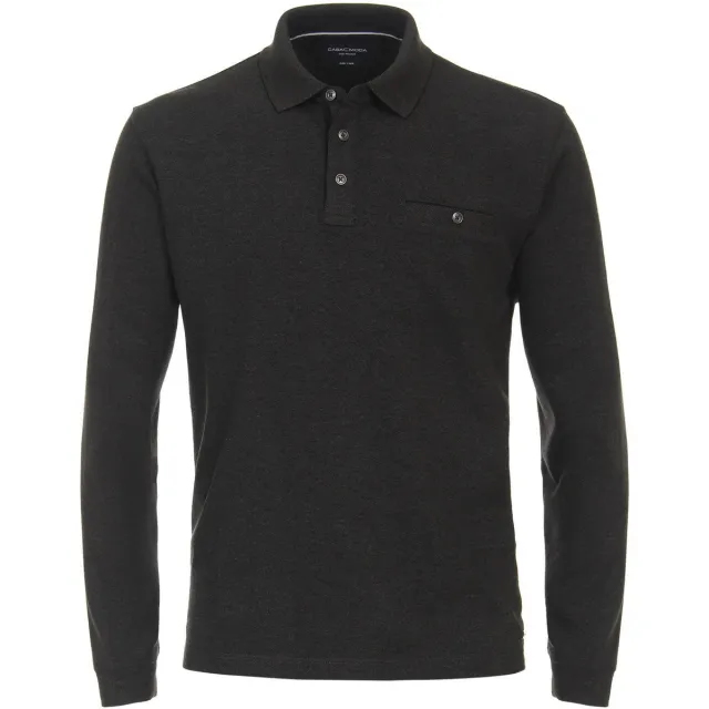 Casa Moda Sweater Casamoda Polo Long Sleeves Antraciet