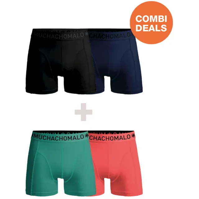 Muchachomalo Heren 2+2-pack Boxershorts Effen veelkleurig