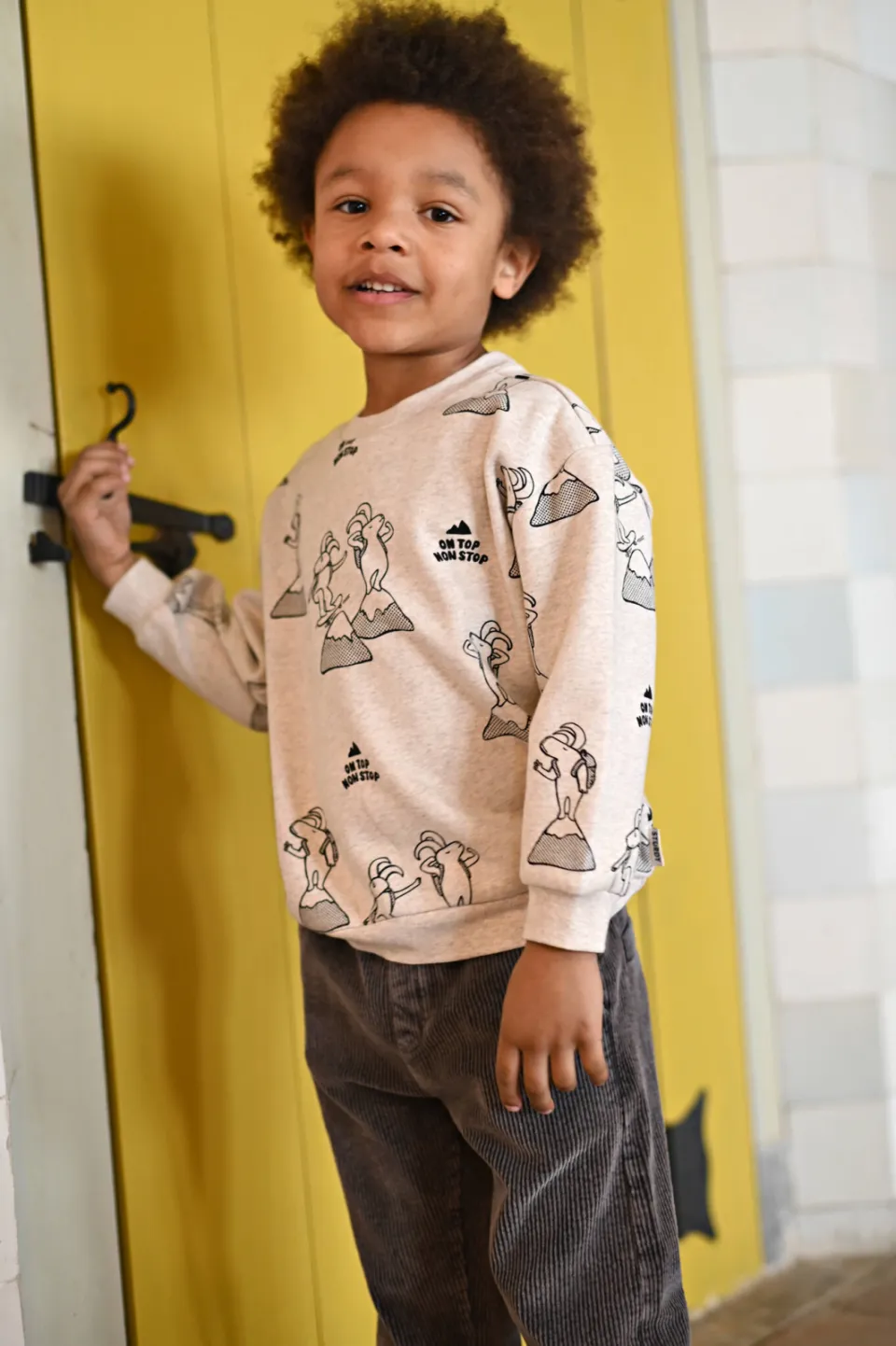 Sturdy relaxed fit sweater Mountain top offwhite/zwart, foto 8