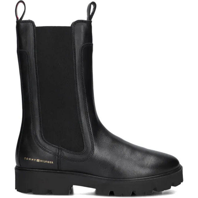 Tommy Hilfiger Dames Boots Th Lthr Mid Chelsea - Zwart
