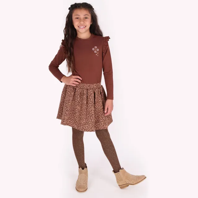 B.Nosy midi jurk met panterprint bruin Bruin/donkerbruin