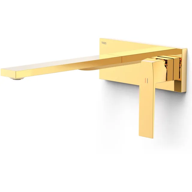 Tres Slim Exclusive inbouw wastafelmengkraan lange uitloop goud